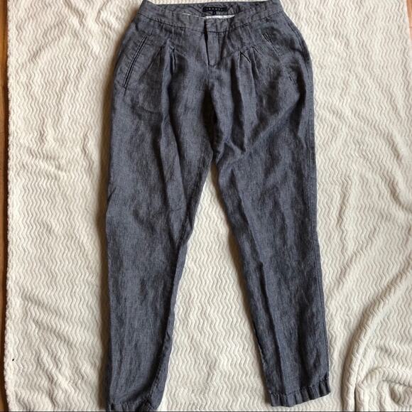 Theory Grey Pleated Tapered Career Style Pants Womens 2 Slacks Trousers Office - Picture 1 of 8